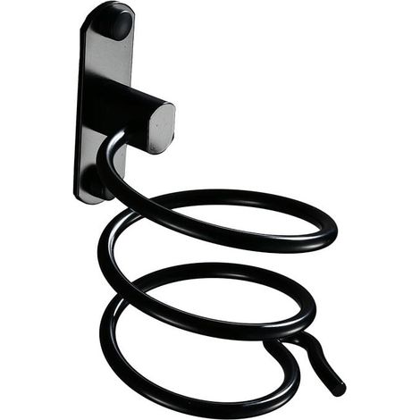 ZVD 1PCS noir Support pour sèche-cheveux pour montage mural avec perçage - Pour hôtel, salle de bain, WC, barbier Aluminium, finition mate (1/4)