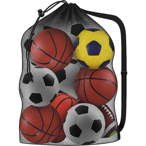 Bolsa para balones de fútbol, red de fútbol, gran capacidad para 10-12 balones, para baloncesto, fútbol, voleibol, bolso de hombro para guardar equipo deportivo, playa, 101  76 cm, negro