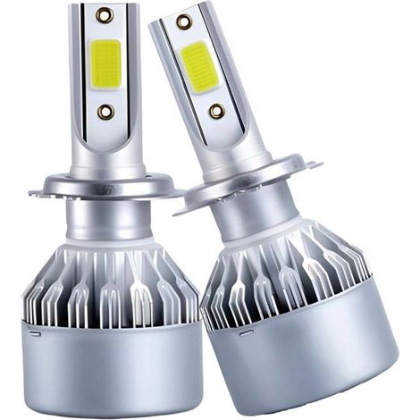Lot de 2 Ampoules LED C6 H7 24W pour Phare Automobile Éclairage Haute Intensité Argent