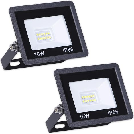 Pack 2 Projecteur LED, 10W Blanc Froid, IP65 Aluminium, Jardin Terrasse Façade (1/5)