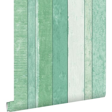 papier peint imitation bois vert  - ESTAhome
