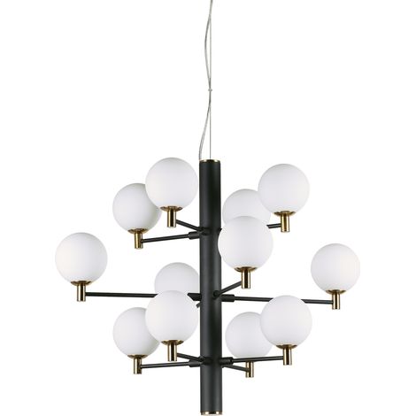 Ideal Lux Copernico - Plafonnier à 12 ampoules à bras multiples, noir, G9 (1/2)