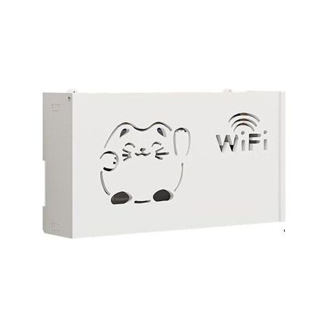 Cutie depozitare router WiFi, Lemn, 20x38x8.5 cm, Alb (1/5)