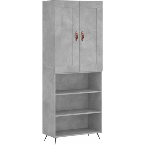 Maison Exclusive - Buffet haut Gris béton 69,5x34x180 cm Bois d'ingénierie (1/5)