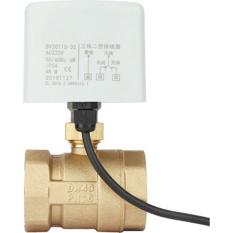 Vanne à bille motorisée électrique en laiton DN40 1-1/2" 2 voies 3 fils AC220V (1/5)