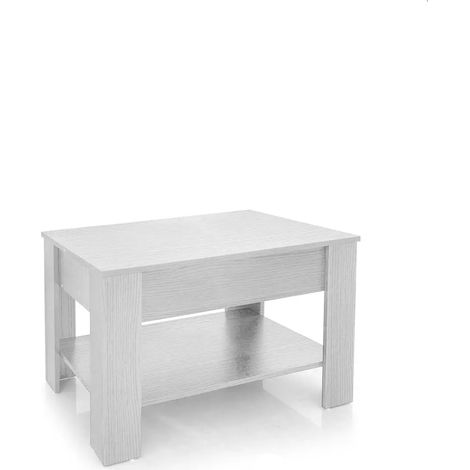 Klapptisch mit Stauraum 80 x 50 x 50 cm in Weiß mit Holzoptik