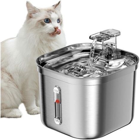 Katzenbrunnen, 2,2 l Edelstahl-Trinkbrunnen für Wohnungskatzen, 3 Filter, ultraleise Pumpe (1/5)