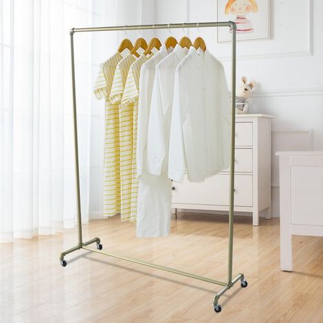Portant à vêtements - Doré - Avec 4 roulettes - Vintage - Tringle à vêtements - Pour suspendre des vêtements - 12040160cm - En métal - Extensible - En acier galvanisé (1/5)
