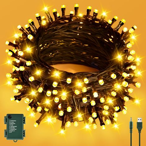 Halloween Decoration Guirlandes Lumineuses, 6M 60LED Orange Guirlandes Lumineuses USB/Batterie avec Minuterie Étanche, Decoration pour Halloween, Extérieur, Intérieur Automne - Fil Vert