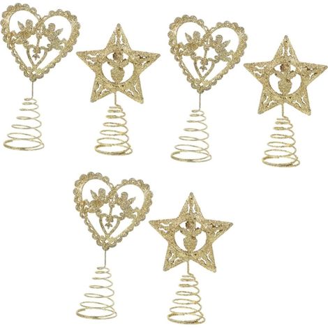 Lot De 3 Décorations De Sapin De Noël en Métal Étoile Cœur Réutilisables Creuses Uniques 2 Pièces X 3 (1/5)