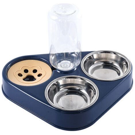 BUNTHAUS Bol pour Animaux de Compagnie 3-en-1 avec Stockage d'eau Automatique,Bol Acier Inoxydable pour Animaux pour Les Chats et Les Chiots(trompette bleue : 29,5x21,2x5,2cm) (1/5)