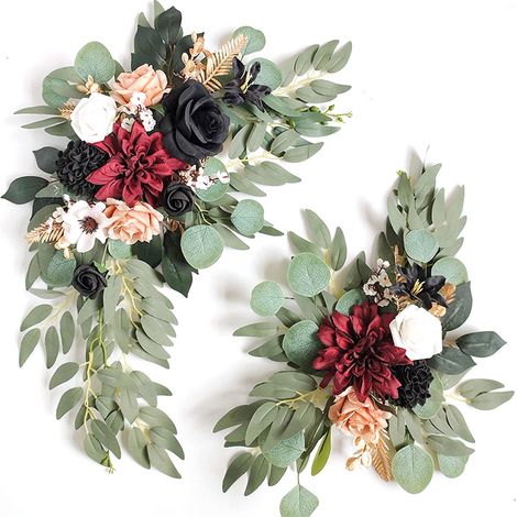 Arche de mariage artificielle (2 pièces) - Fleurs pour la cérémonie de mariage - Panneau floral pour arche - Décoration florale (1/5)