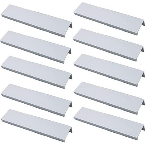 (Weiß) Set mit 10 langen, unsichtbaren Türgriffen, Küchenschrankgriffen, Aluminiumlegierung, 160 mm Lochabstand