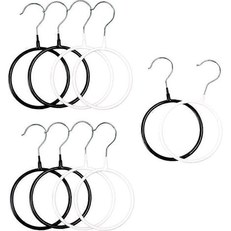 Lot de 10 anneaux de rangement pour foulards et cravates, porte-foulards en métal, cintre multifonctionnel avec fentes de présentation. (1/5)