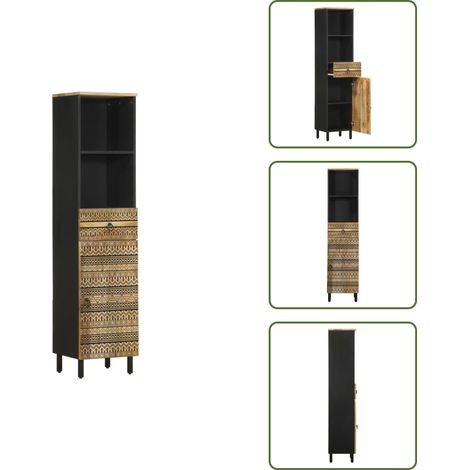 Almacenamiento de baño - vidaXL Mueble de baño madera maciza de mango 38x33,5x160 cm - Mueble de baño retro
