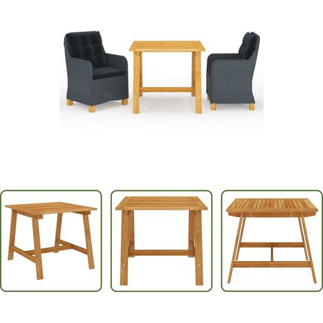 vidaXL Salle à manger extérieure - Ensemble à manger de jardin 3 pcs Gris foncé (1/5)