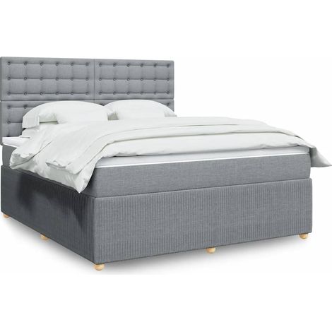 Boxspringbett mit Matratze Hellgrau 180x200 cm Stoff