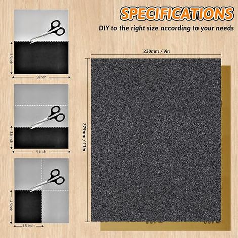 Sandpapers – 180 Grit for Wood, Metal and Bodywork – Wet/Dry Abrasive Paper 23 x 28 cm – Sanding Automotive and Furniture (1/4)