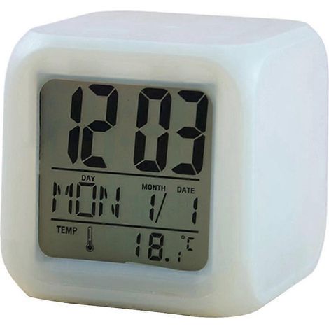 Réveil numérique de chevet avec fonction snooze, température et calendrier pour chambre ou bureau (1/4)