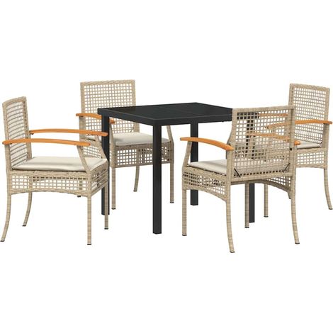 Ensemble de salle à manger pour jardin 5 pcs,Salon de jardin Beige polyrotin CFW40468 (1/5)