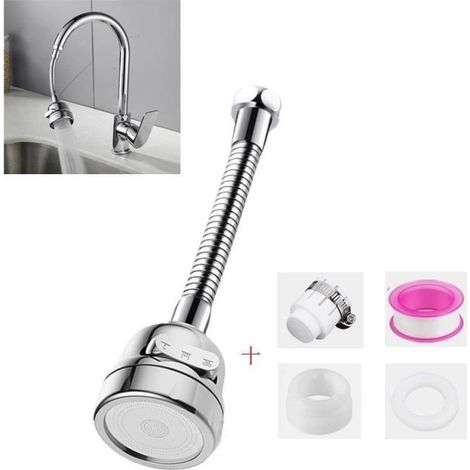 Nifogo Robinet rotatif 360 portable,Filtre de Buse Tête de Robinet Filtre, 3 Modes Réglable,Dispositif d'économie d'eau(Argent) (1/4)