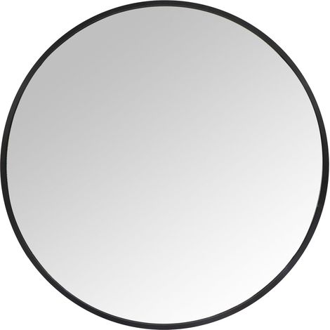 Miroir Rond en métal Ø 50 cm, Mural, Noir, pour Couloir, Salle de Bain ou Salon (1/5)