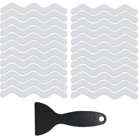 24 piezas (transparentes) de pegatinas antideslizantes tipo S, tiras transparentes y autoadhesivas, para bañeras, duchas y escalones (1/5)