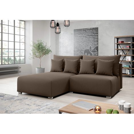 AX LIVING Ecksofa mit Schlaffunktion Ederra 208 cm breit – braun L
