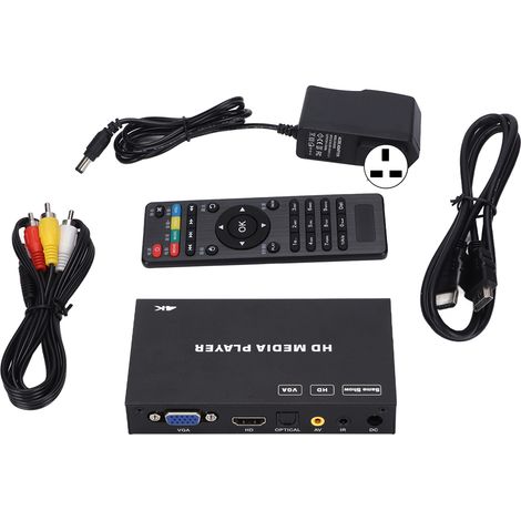 Lecteur multimédia multifonction 4K A7 HD avec télécommande et prise britannique 100-240 V (technologie nanotechnologique). (1/5)