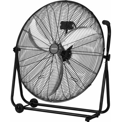 VEVOR Ventilateur de Sol 76,2 cm, Ventilateur Industriel Haute Vitesse 20388 m³/h, 3 Vitesses, Pales en Alliage deAluminium, Angle Reglable a 360°, pour Garage, Entrepot, Atelier et Sous-Sol, Noir (1/5)