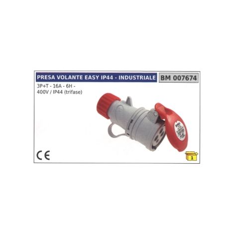 Presa industriale volante easy IP44 3 poli+terra 16A - 6H - 400V trifase  007673