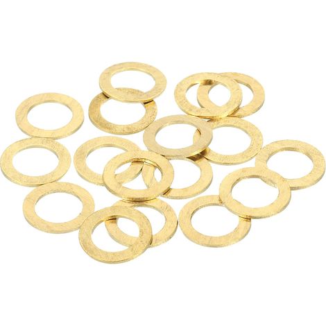 18Pcs Rondelle Métal Plate Laiton, Kit Rondelles Cuivre M10 D'Ecrasement Assortiment, 10mm ID, 16mm OD, 1mm Epaisseur Pour Boulons Vis, Construction (1/5)