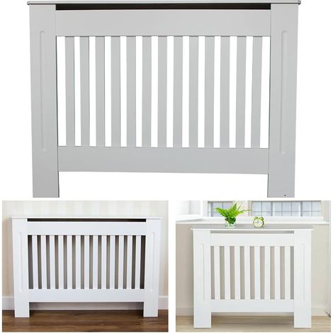 Traditional MDF Wood Radiator Cover Slatted Shelf Cabinet Home Office Heater Cover Vent Flat Packed Easy Assembly Medium