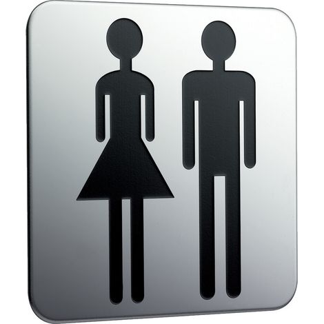 Türschild emco system 2 zum Aufkleben, Damen und Herren, chrom - 357600000 (1/3)
