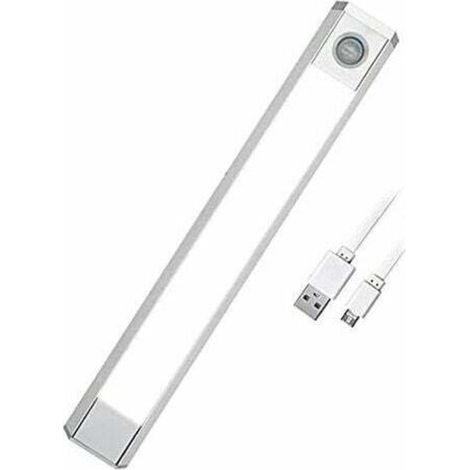 Lampe à détecteur de mouvement pour intérieur avec 3 couleurs changeantes, veilleuse avec batterie rechargeable par USB 60 LED, pour armoire, escalier, cuisine, mur, etc. [Classe énergétique (1/5)