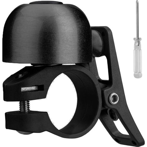 Sonnette Vélo - Alliage Cuivre ABS - 120 dB - Compatible Guidon 21-22,2 mm - Noir Laiton - Pour VTT Route Ville Électrique - 1 Pièce