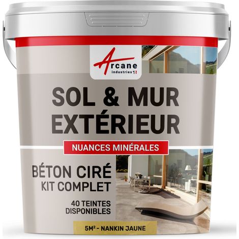 béton ciré, extérieur, pour sol, mur, terrasse, escalier, enduit, décoratif, minéral, en kit - 5 m² (en 2 couches) Nankin Jaune - ARCANE INDUSTRIES