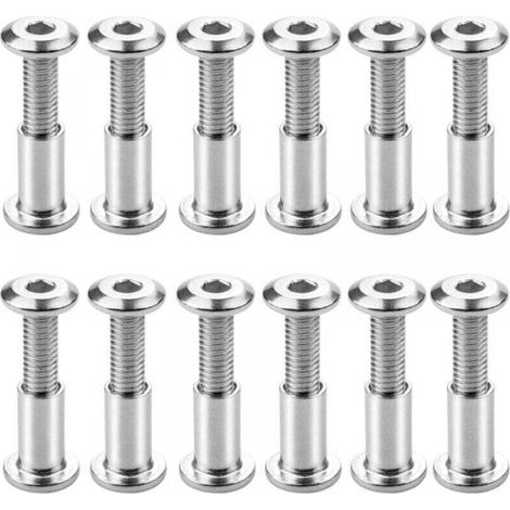 Vis de Liaison M6 × 22 mm - Lot de 12 Boulons Tête Hexagonale avec Écrous à Douille, Acier Zingué pour Fixation Robuste- (1/5)