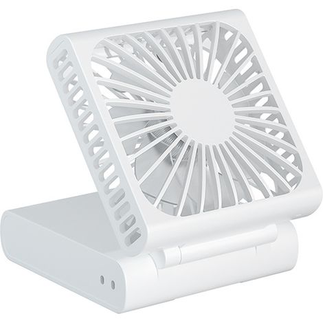 Petit ventilateur rechargeable blanc, mini ventilateur portable avec batterie externe - Ventilateur de poche pliable vertical à 3 vitesses, puissant (1/4)