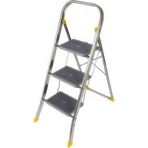 Sgabello in Alluminio Easy Stool a 3 Gradini Antiscivolo Conforme al DL 81/08