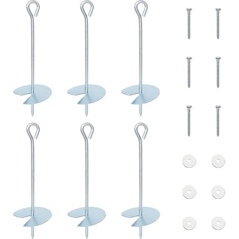 Ancora per Terra 6 pcs Argento Ø10 x 30 cm Metallo Galvanizzato vidaXL