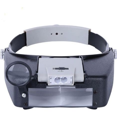 Outils d'horloge,Bandeau Loupe Led Lampe frontale Loupe de bijoutier Loupe 1.5X 3 X 9.5X 11x,Loupe serre-tête pour casque Label (1/4)
