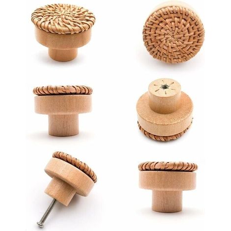 Bardusch-6 pièces Poignée meuble bois Poignée tiroir en bois Boutons de meuble convient pour armoires de cuisine, poignées de porte, tiroirs et salon 40 x 30 mm (1/5)