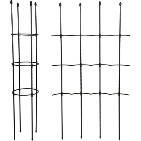 Estaca para plantas de acero recubierto de plástico con extremos puntiagudos y cabeza de flor (juego de 2) (1/5)