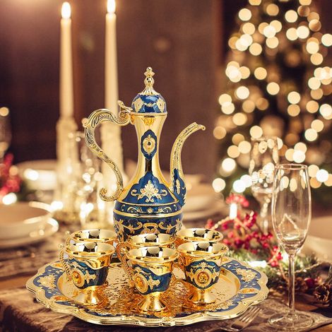 Ornement de pichet à vin en métal de style européen, artisanat de style russe, ensemble de petits verres à vin pour la maison, panier cadeau de mariage.