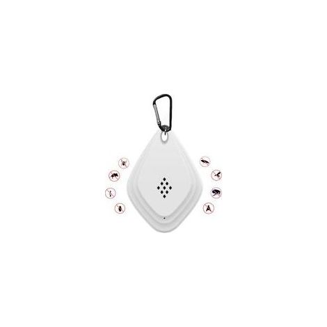 (Blanc) Répulsif anti-moustiques extérieur, répulsif anti-moustiques ultrasonique portable, répulsif électronique anti-moustiques alimenté par USB avec crochet noir (1/2)