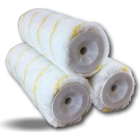 3 manchons Polyamide Anti-goutte Rayés jaune Pour montures à vis Axe diamètre 12 mm Rouleaux235 mm Sols murs plafonds façades grandes surfaces Kibros (1/4)