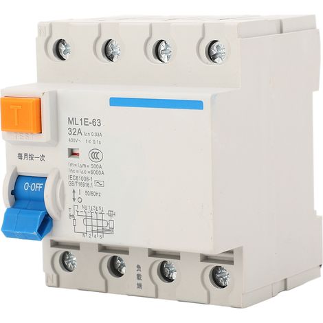 Disjoncteur différentiel BERM 3P+N 32A 400V Protection surintensité et fuite de terre (1/5)