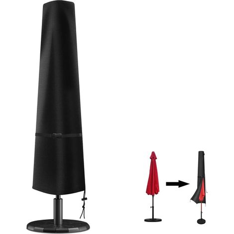 Housse de protection pour parasol de 2 à 3 m, housse de protection imperméable pour parasol de jardin, anti-UV, coupe-vent, anti-neige, convient pour cour de jardin et plage (190 x 30/40/50 cm) (1/5)