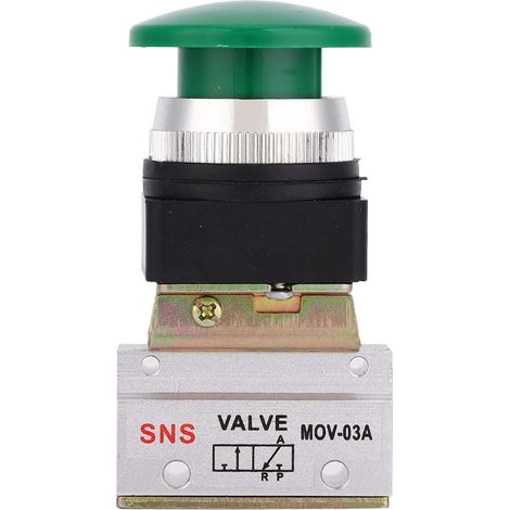 Vanne Mécanique Pneumatique à Bouton-poussoir Aluminium Alliage d'aluminium Vert Électrovannes à Bouton-poussoir 2 Positions 3 Voies Momentanée en Champignon Vert (1/5)